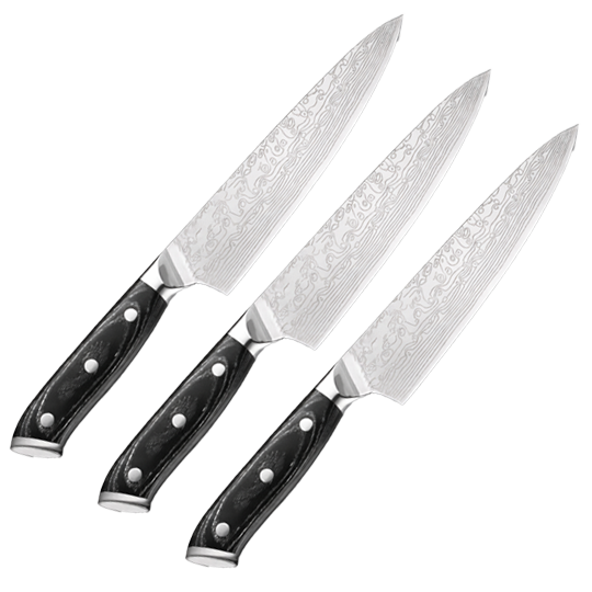 3 couteaux damas