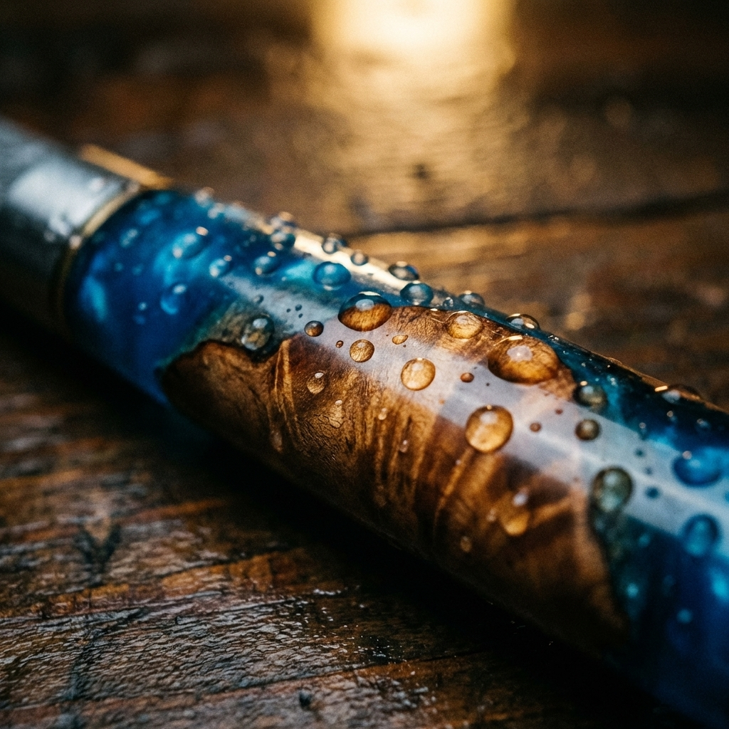 Couteau Damas Résine Bleu